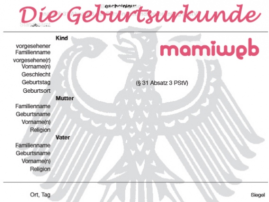 Eine wichtige Personenstandsurkunde. die-geburtsurkunde